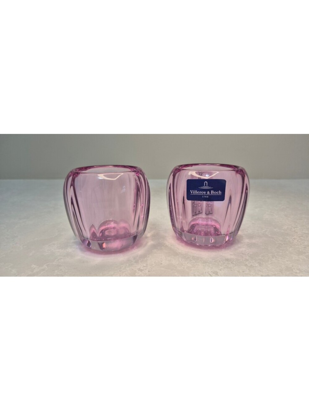 Villeroy & Boch Coloured DeLight Pink Crystal Tealight Holder Set - Germany